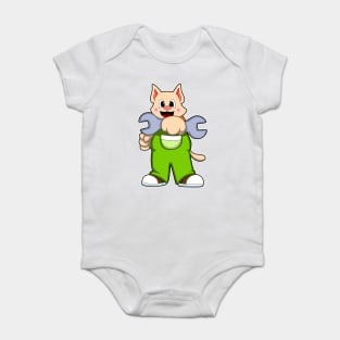 Cat as Craftsman with Wrench Baby Bodysuit